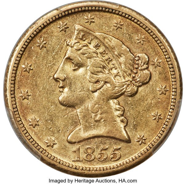 1855-D $5  Medium D MS thumbnail 3