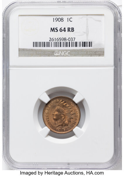 1908 1c MS RB thumbnail 3