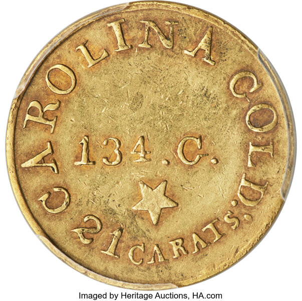 (1837-42) G$5  C. Bechtler, RUTHERF., 134 GR, 21C, with Star, Plain Edge, K-20 MS thumbnail 5