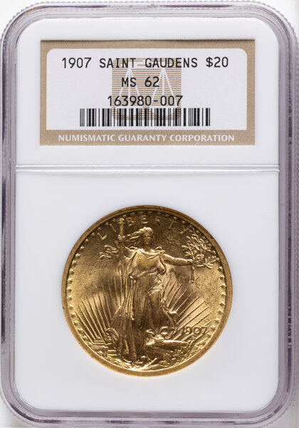 1907 $20  Saint Gaudens, No Motto MS thumbnail 3