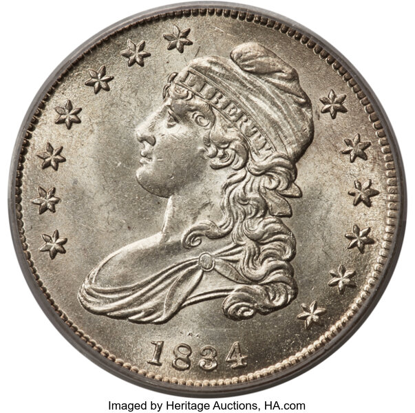1834 50c Small Date, Small Letters, O-115 MS thumbnail 2
