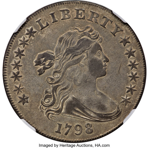 1798 $1  Large Eagle, Pointed 9, 10 Arrows, B-13, BB-108 MS thumbnail 3