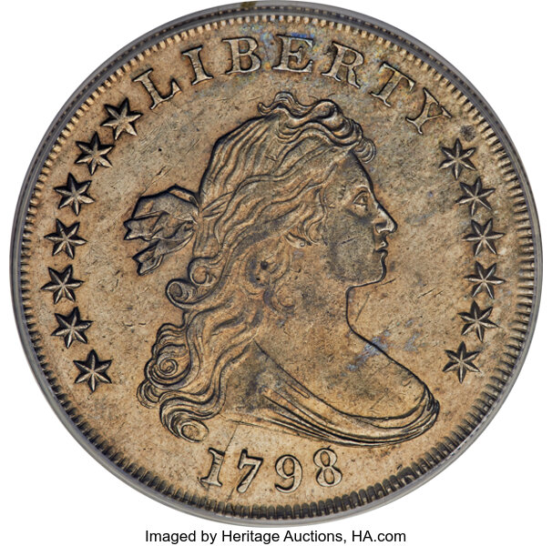 1798 $1  Large Eagle, Pointed 9, Wide Date, B-19, BB-106 MS thumbnail 2