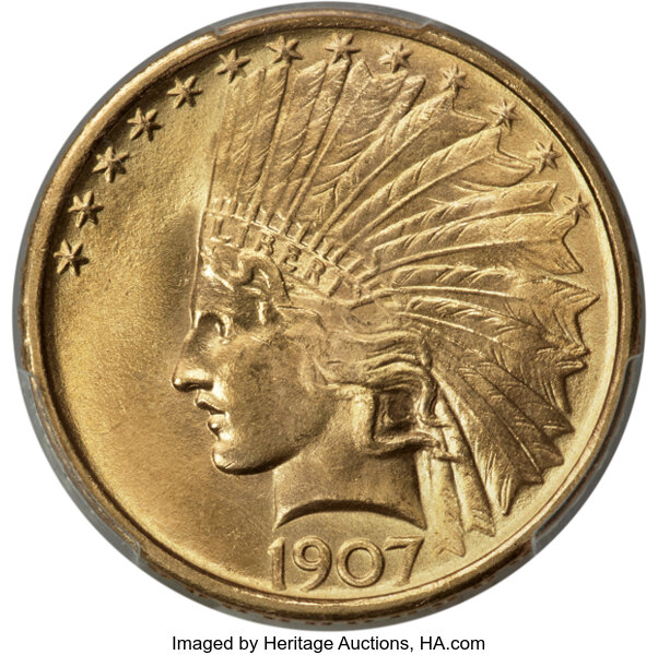 1907 $10  No Motto MS thumbnail 7