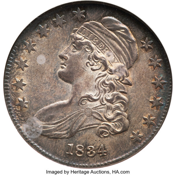 1834 50c Small Date, Small Letters, O-113 MS thumbnail 3