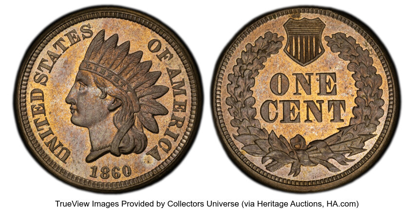 1860 1c Round Bust MS thumbnail 3