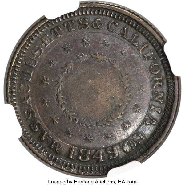 1849 DT$5 Massachusetts & California Co., Copper Die Trial MS BN thumbnail 5
