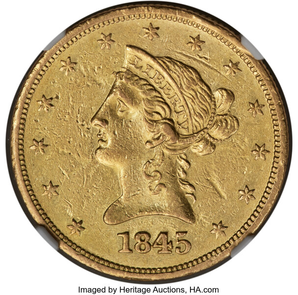 1845-O $10  Repunched Date MS thumbnail 2