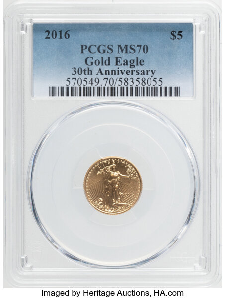 2016 $5  Gold Eagle, 30th Anniversary MS thumbnail 4