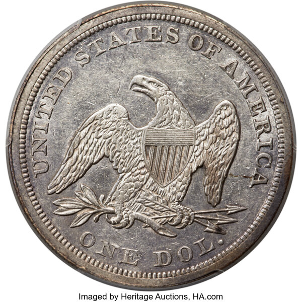 1845 $1 AU53 CAC thumbnail 4