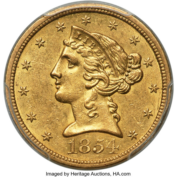 1854-O $5  MS thumbnail 3