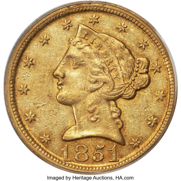 1851-D $5  MS thumbnail 3