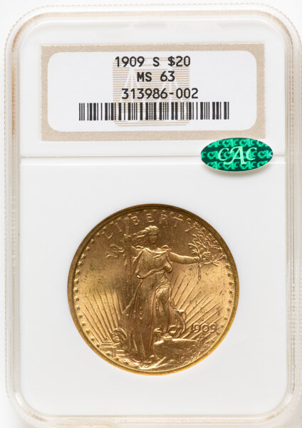 1909-S/S $20  Repunched Mintmark, FS-501 MS thumbnail 2