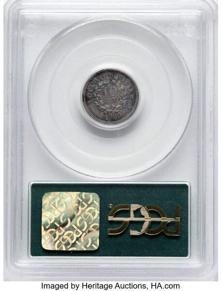1869 P10c Silver, J-708 PR thumbnail 5
