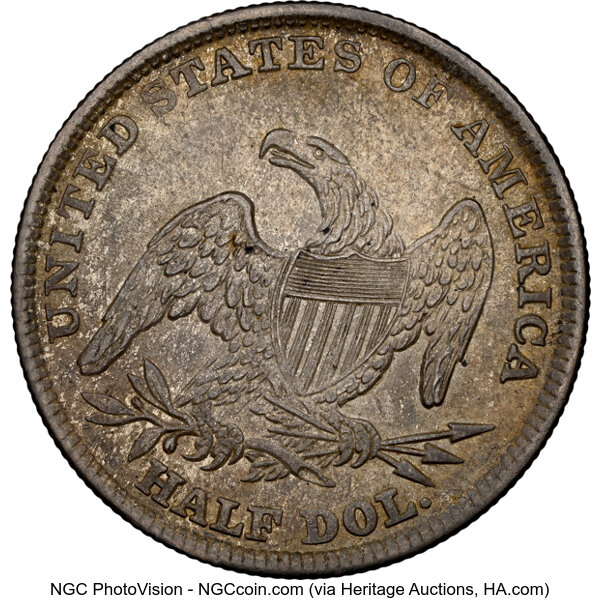 1839 50c Reeded Edge, Large Letters Reverse MS61 thumbnail 2