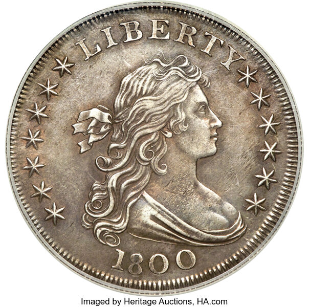 1800 $1  Wide Date, Low 8, B-10, BB-190 MS thumbnail 3