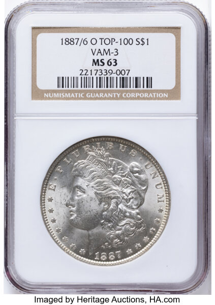 1887/6-O $1  Overdate, VAM-3 MS thumbnail 3