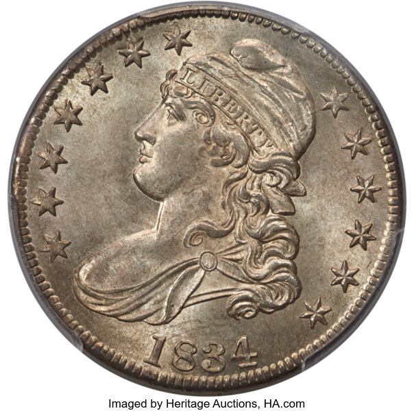 1834 50c Large Date, Small Letters, O-105 MS thumbnail 2