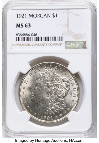 1921 $1  Morgan, Die Gouge Wing, VAM-3F1 MS thumbnail 2