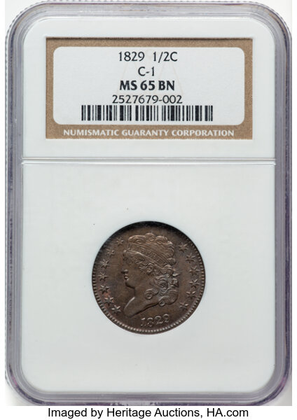 1829 1/2c C-1 MS BN thumbnail 2