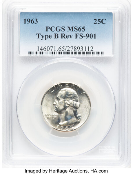1963 25c Type B Reverse, FS-901 MS thumbnail 2