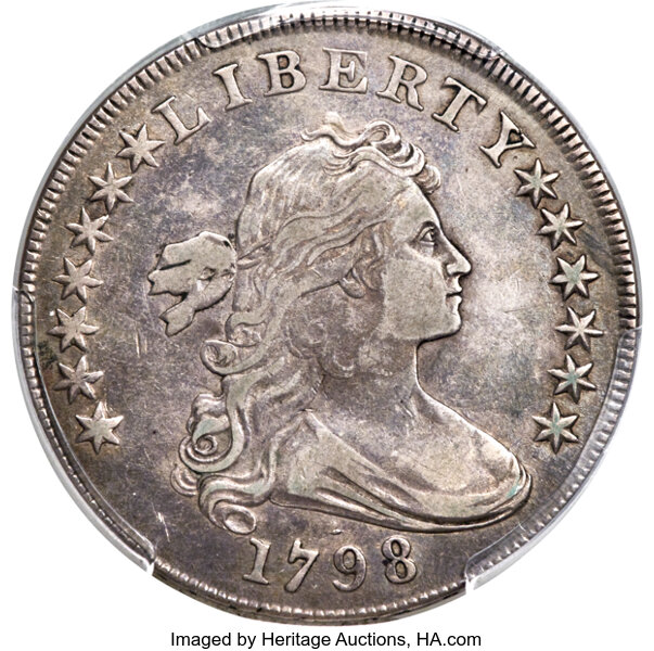 1798 $1  Large Eagle, Pointed 9, 10 Arrows, B-21, BB-107 MS thumbnail 2