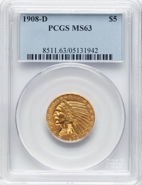 1908-D $5  MS thumbnail 3