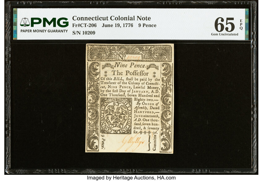 Jun 19, 1776 9d Connecticut (Fr. CT206) thumbnail 2