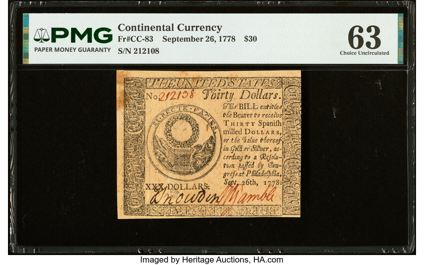 Sep 26, 1778 $30  Continental Currency (Fr. CC83) thumbnail 2