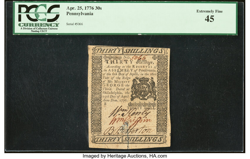 Apr 25, 1776 30s Pennsylvania (Fr. PA207) thumbnail 2