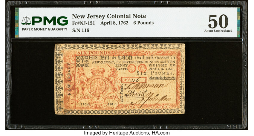 Apr 8, 1762 £6 New Jersey (Fr. NJ151) thumbnail 2