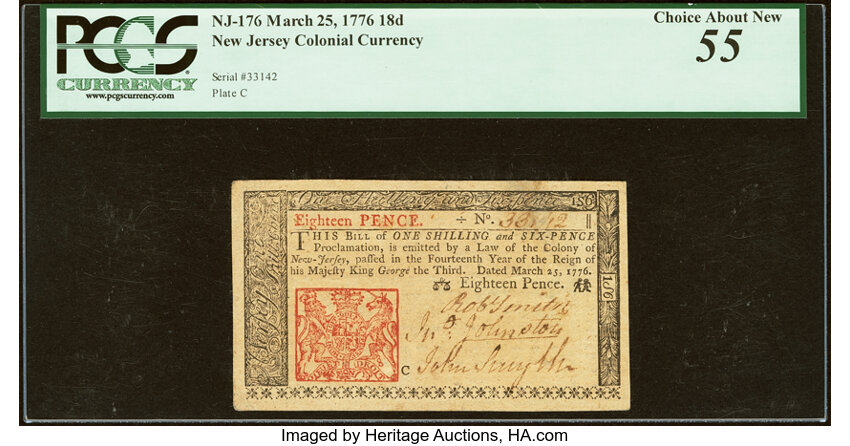 Mar 25, 1776 18d New Jersey (Fr. NJ176) thumbnail 5