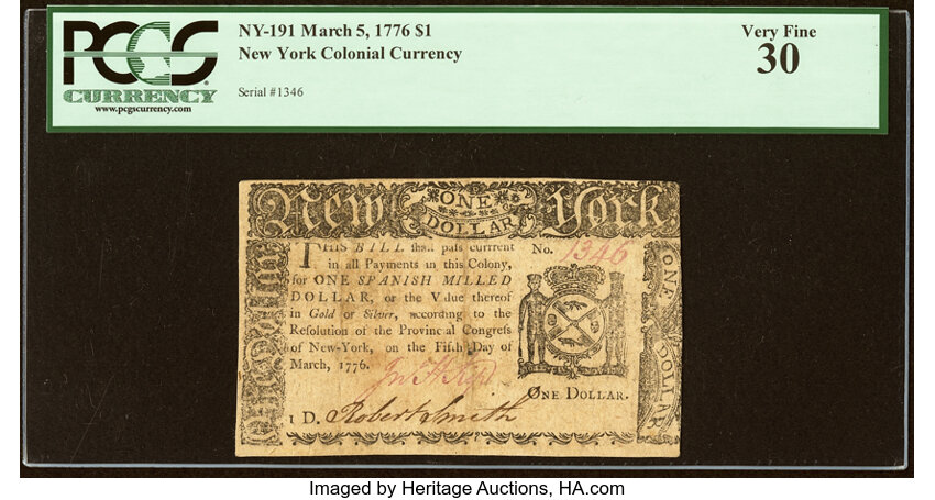 Mar 5, 1776 $1  New York (Fr. NY191) thumbnail 2