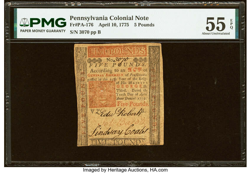 Apr 10, 1775 £5 Pennsylvania (Fr. PA176) thumbnail 3