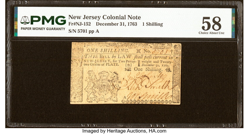 Dec 31, 1763 1s New Jersey (Fr. NJ152) thumbnail 2