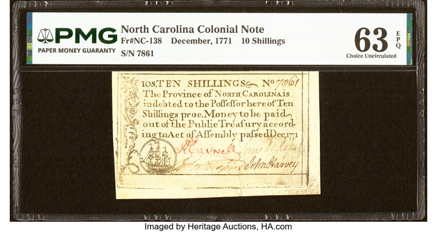 Dec 1771 10s North Carolina (Fr. NC138) thumbnail 2