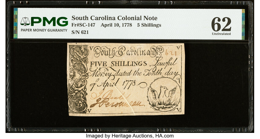 Apr 10, 1778 5s South Carolina (Fr. SC147) thumbnail 3