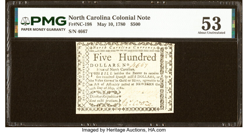May 10, 1780 $500  North Carolina (Fr. NC198) thumbnail 2