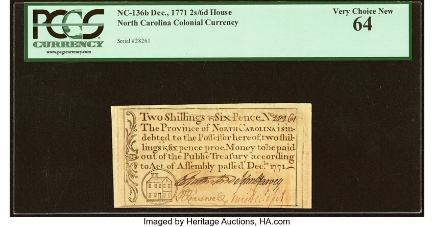 Dec 1771 2s6d North Carolina, House (Fr. NC136b) thumbnail 4