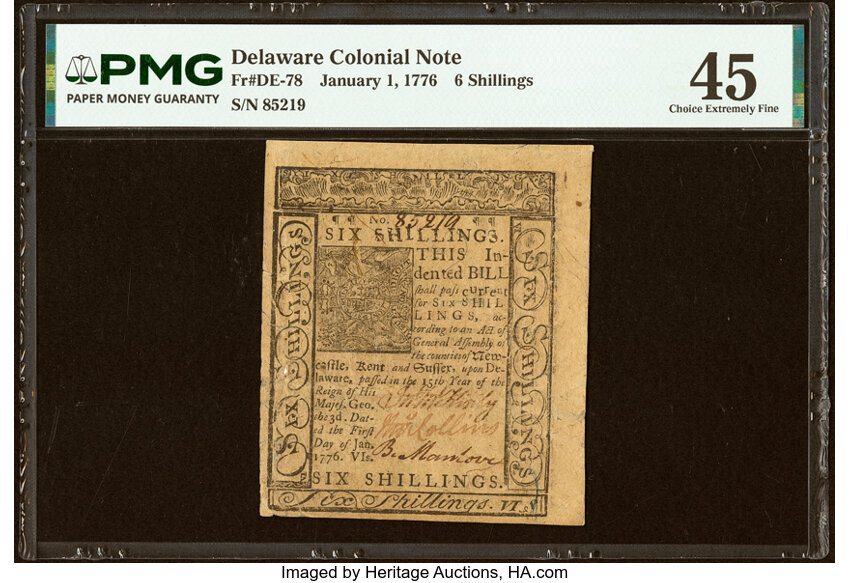 Jan 1, 1776 6s Delaware (Fr. DE78) thumbnail 5
