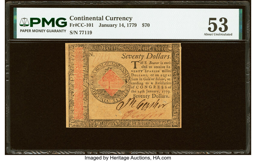 Jan 14, 1779 $70  Continental Congress (Fr. CC101) thumbnail 3