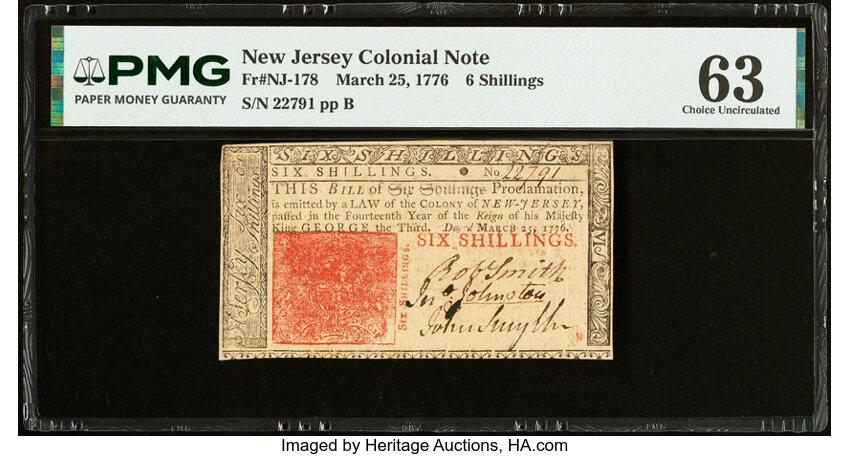 Mar 25, 1776 6s New Jersey (Fr. NJ178) thumbnail 4