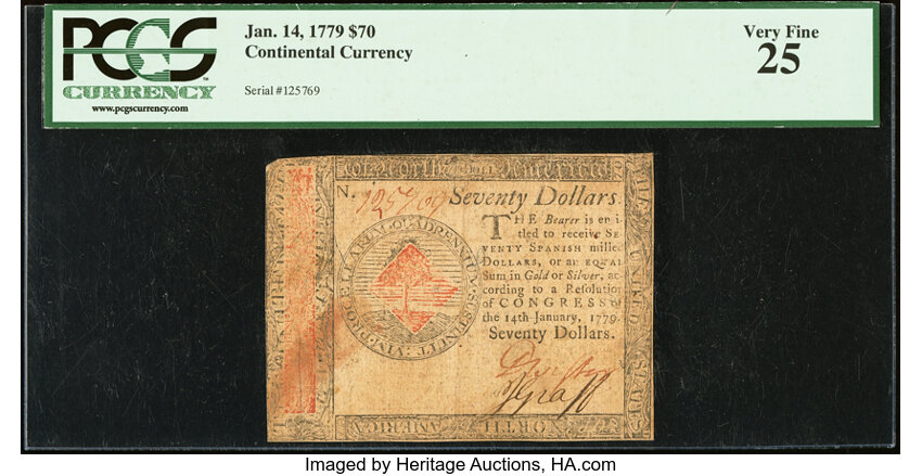 Jan 14, 1779 $70  Continental Congress (Fr. CC101) thumbnail 2