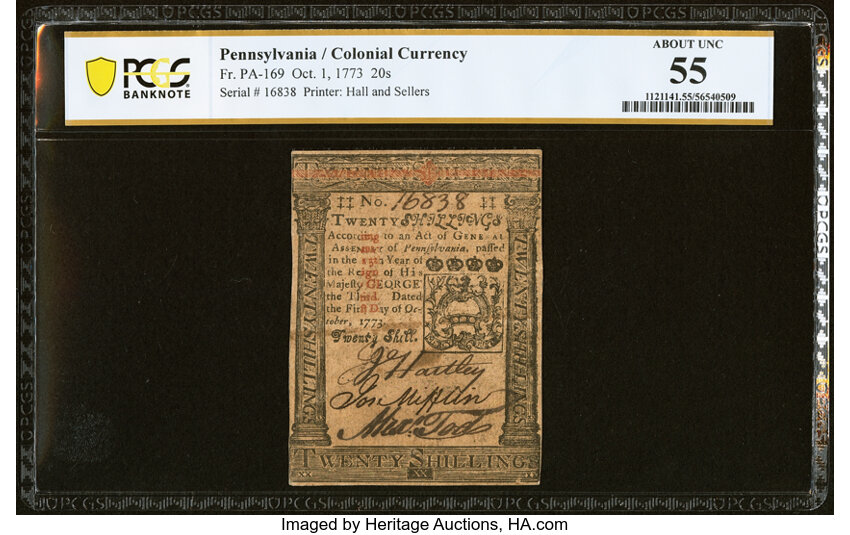 Oct 1, 1773 20s Pennsylvania (Fr. PA169) thumbnail 2