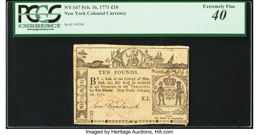 Feb 16, 1771 £10 New York (Fr. NY167) thumbnail 2