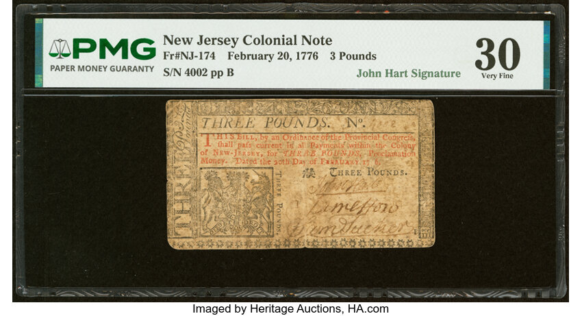 Feb 20, 1776 £3 New Jersey (Fr. NJ174) thumbnail 2