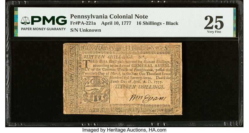 Apr 10, 1777 16s Pennsylvania (Fr. PA221a) thumbnail 2