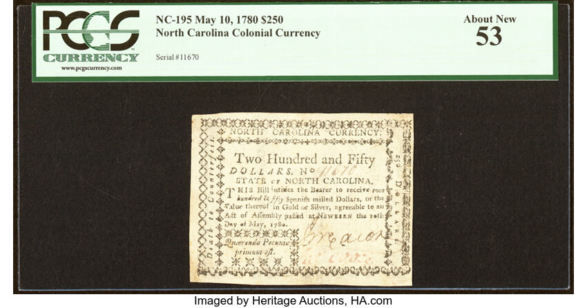 May 10, 1780 $250  North Carolina (Fr. NC195) thumbnail 2