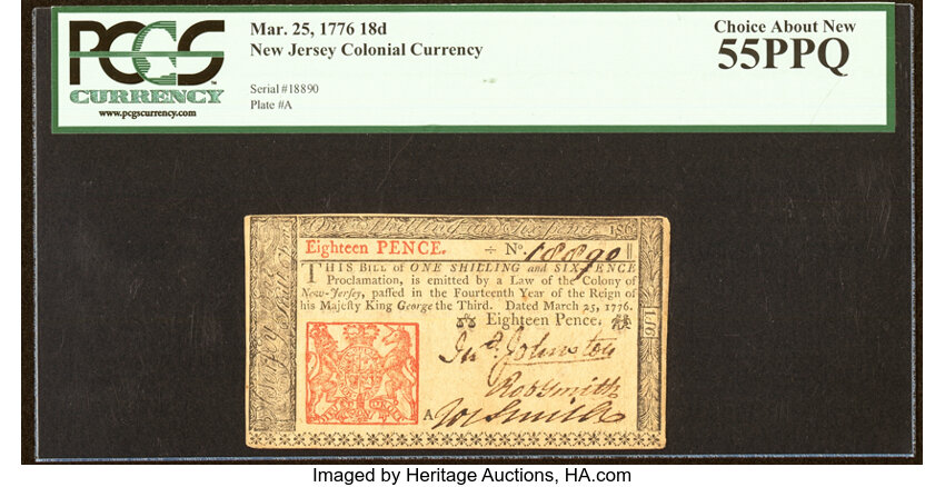 Mar 25, 1776 18d New Jersey (Fr. NJ176) thumbnail 3