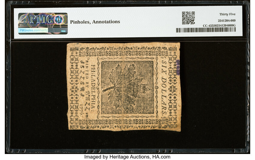 Jul 22, 1776 $6  Continental Congress (Fr. CC43) thumbnail 7